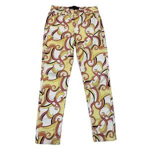 Boston Proper Abstract Mosaic Swirls Womens Size 4 Multicolor Retro Vibe Pants